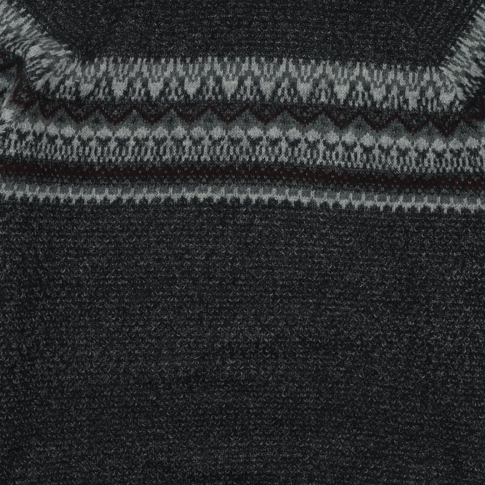 NEXT Mens Grey Round Neck Geometric Cotton Pullover Jumper Size L