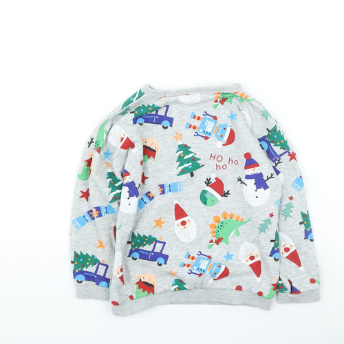 TU Boys Grey Cotton Pullover Sweatshirt Size 4-5 Years - Christmas Jumper
