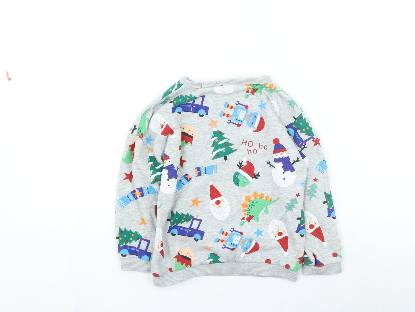 TU Boys Grey Cotton Pullover Sweatshirt Size 4-5 Years - Christmas Jumper