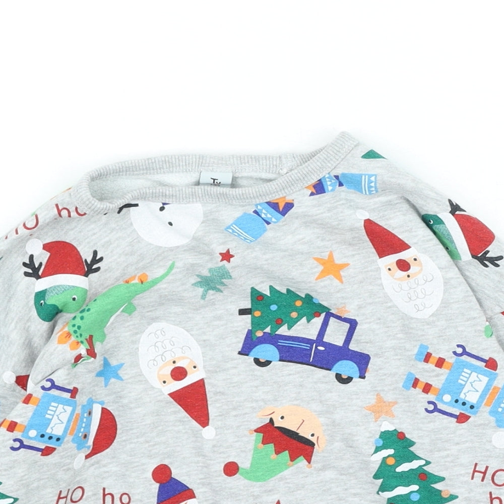 TU Boys Grey Cotton Pullover Sweatshirt Size 4-5 Years - Christmas Jumper