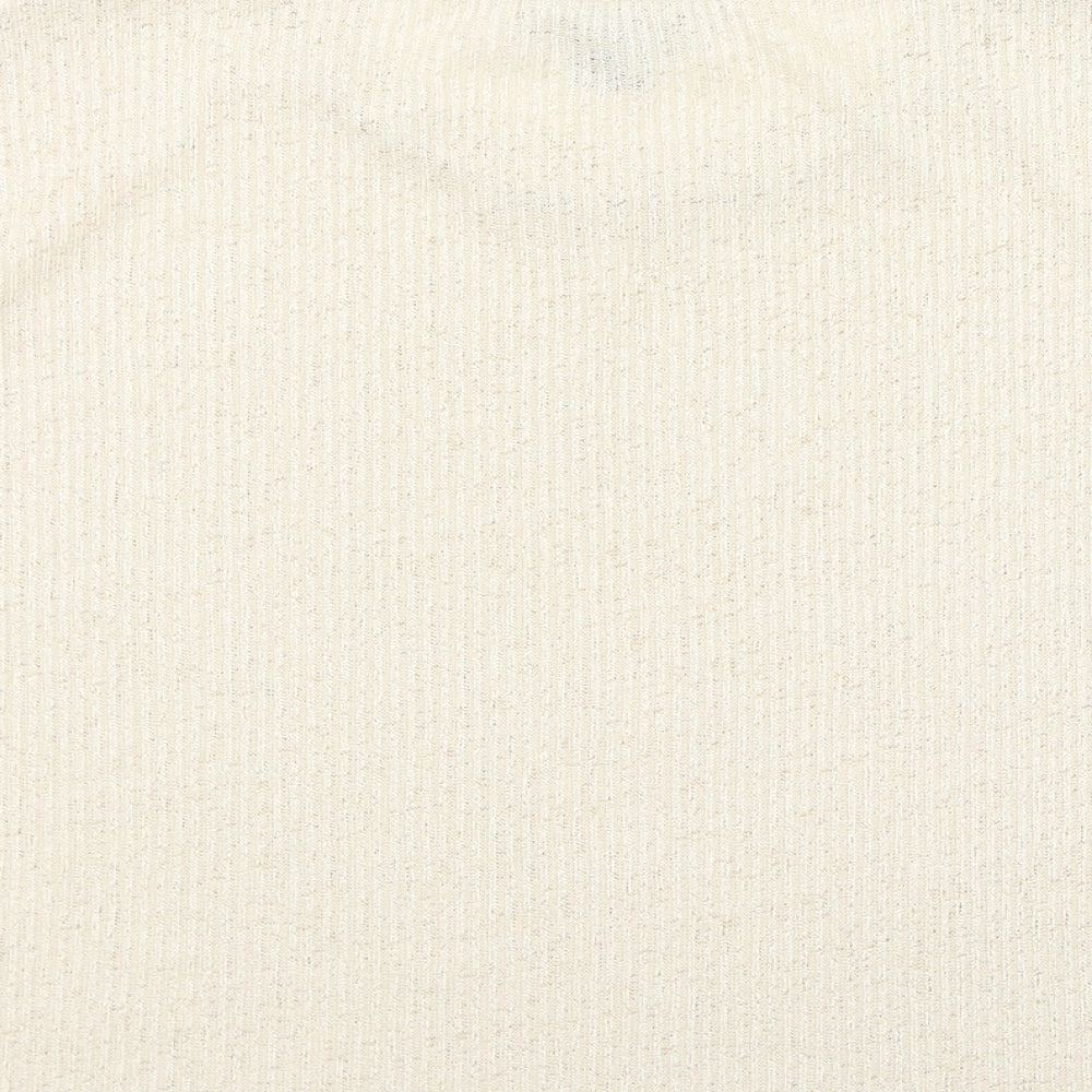 Primark Womens Beige Polyester Basic T-Shirt Size M Round Neck