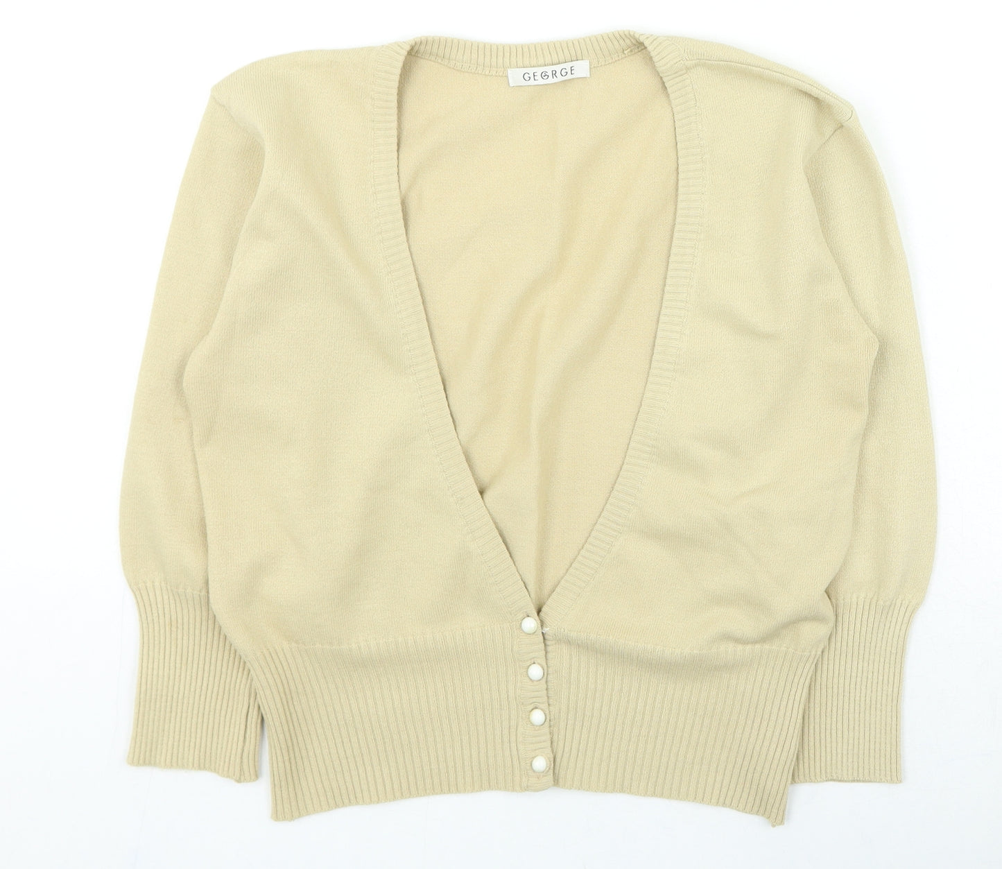 George Womens Brown V-Neck Acrylic Cardigan Jumper Size 10
