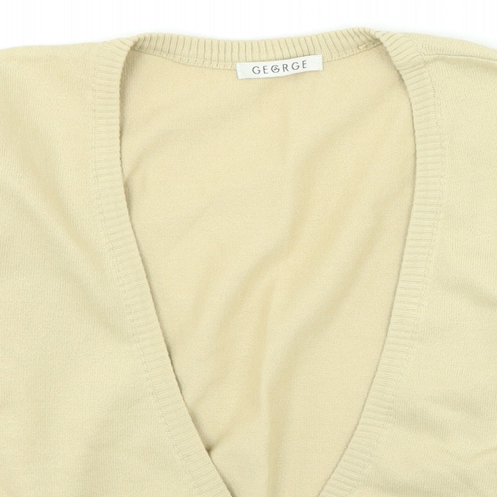 George Womens Brown V-Neck Acrylic Cardigan Jumper Size 10