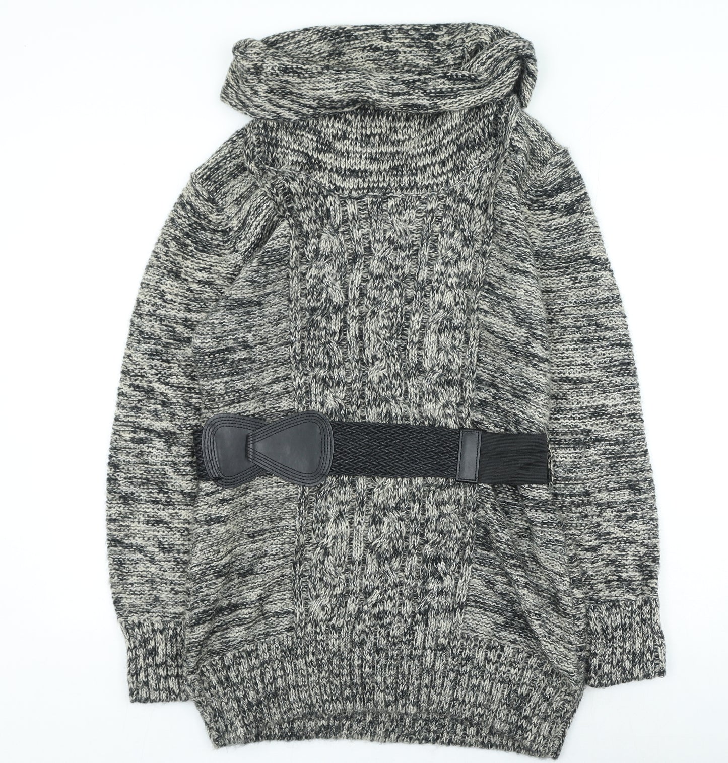 Papaya Womens Grey Acrylic Jumper Dress Size 16 Roll Neck