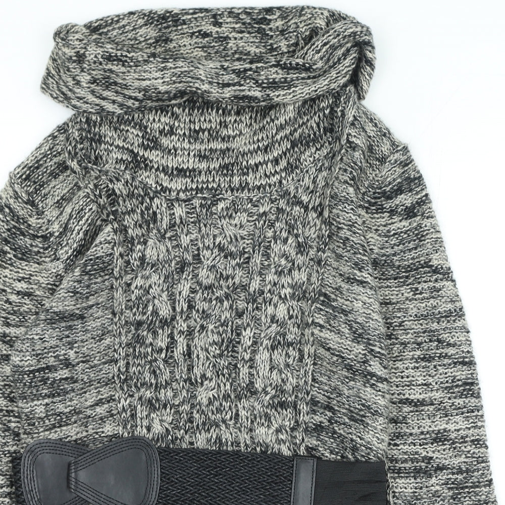 Papaya Womens Grey Acrylic Jumper Dress Size 16 Roll Neck