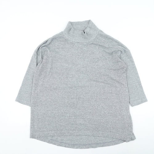 Marks and Spencer Womens Grey High Neck Polyester Pullover Jumper Size 14