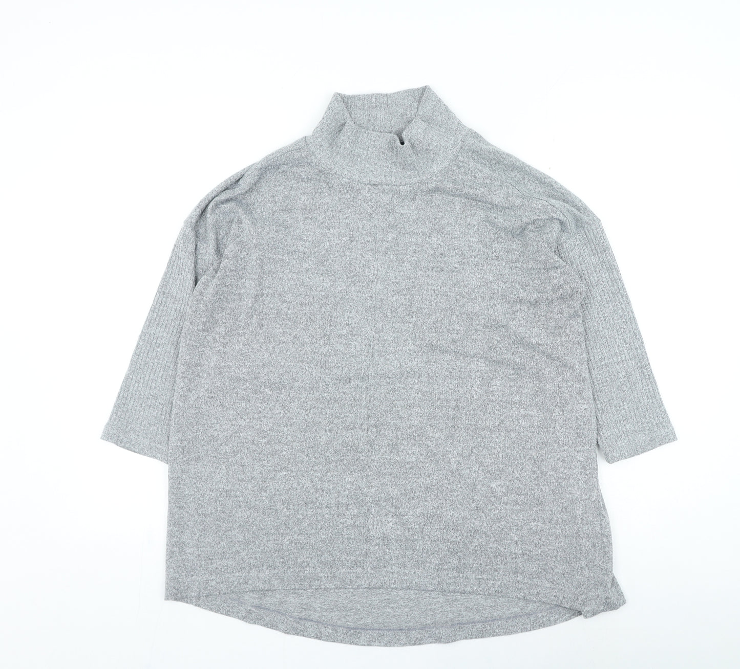 Marks and Spencer Womens Grey High Neck Polyester Pullover Jumper Size 14