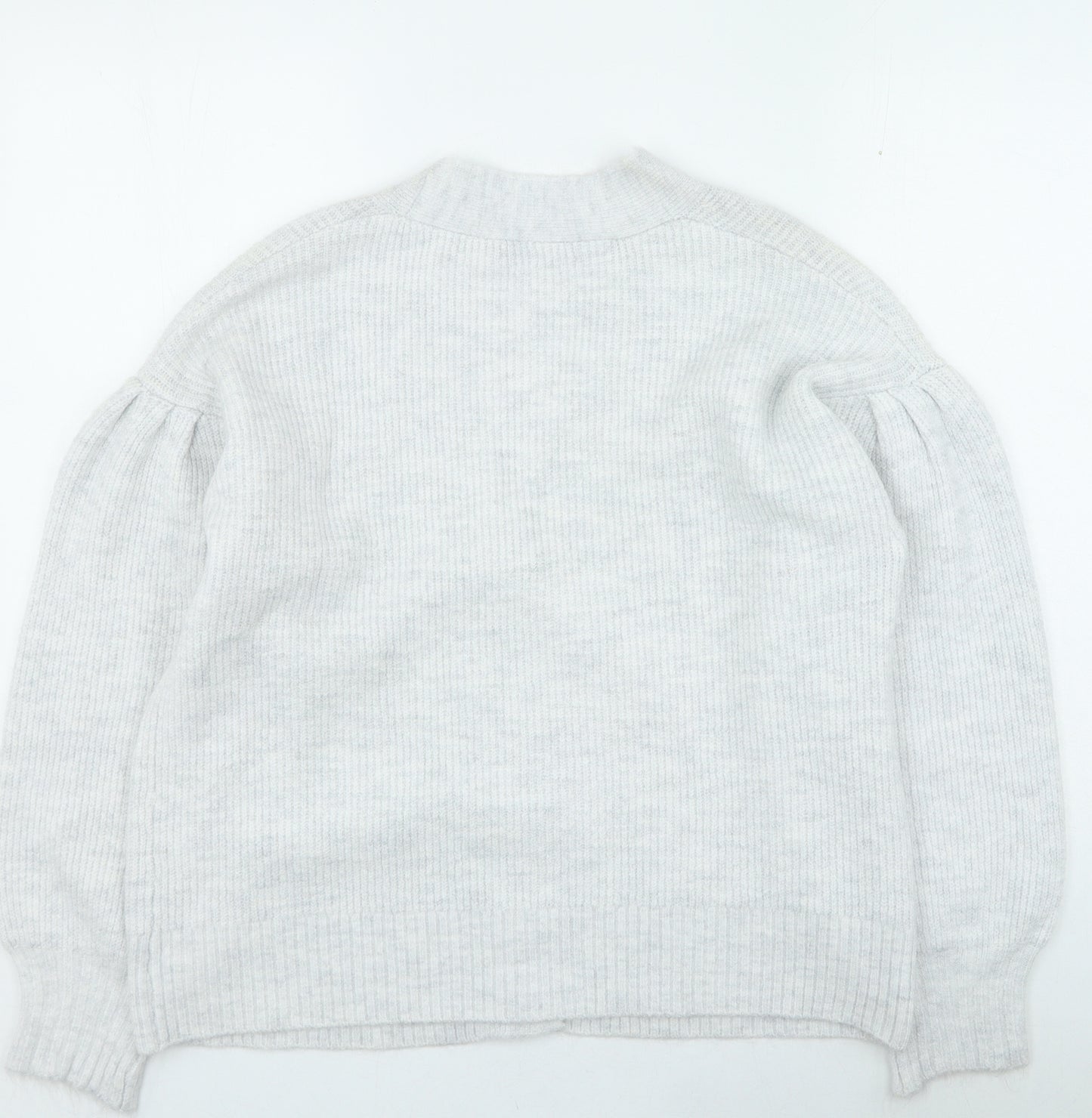 George Womens Grey V-Neck Acrylic Cardigan Jumper Size M