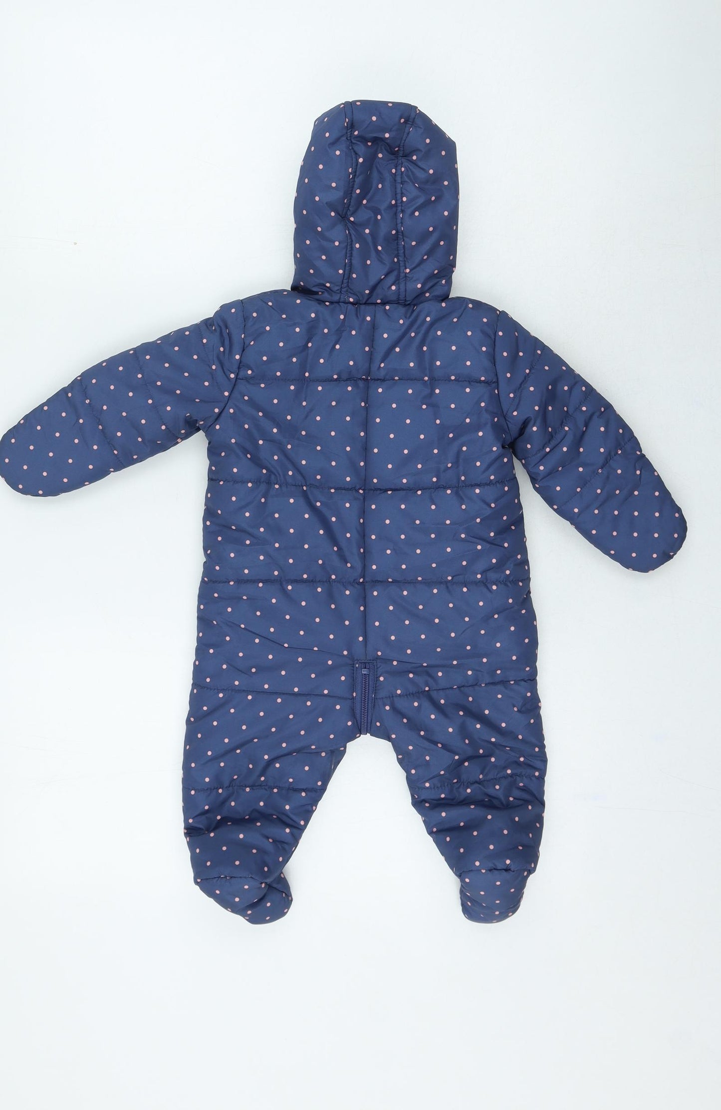 Blue Zoo Girls Blue Spotted Basic Coat Snowsuit Size 3-6 Months
