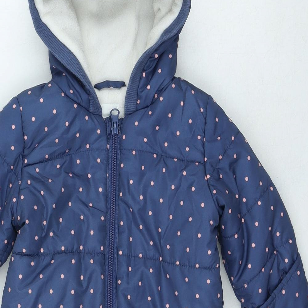 Blue Zoo Girls Blue Spotted Basic Coat Snowsuit Size 3-6 Months