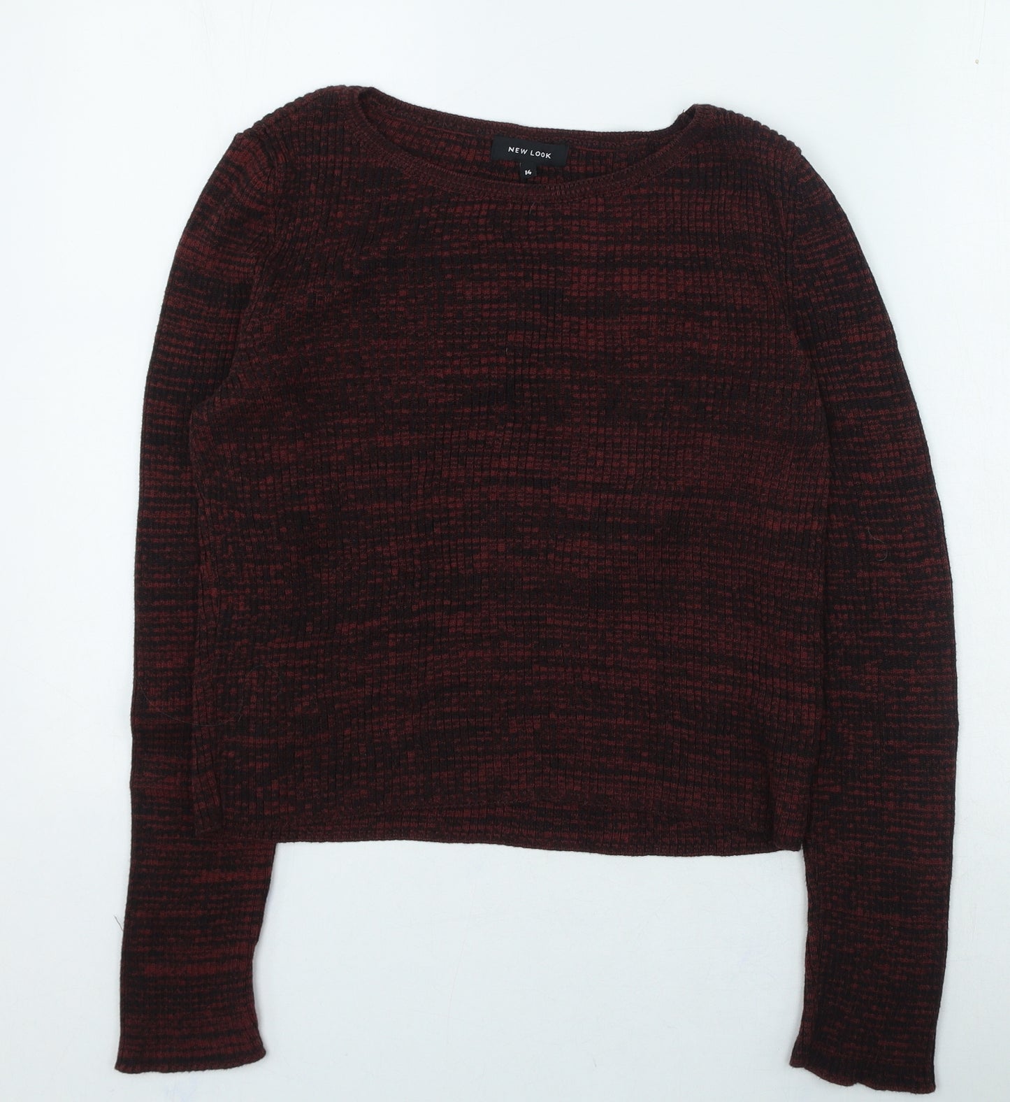 New Look Womens Purple Round Neck Acrylic Pullover Jumper Size 14