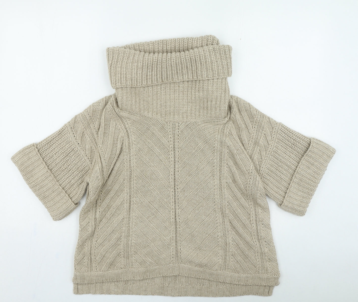 Marks and Spencer Womens Beige Roll Neck Acrylic Pullover Jumper Size 8