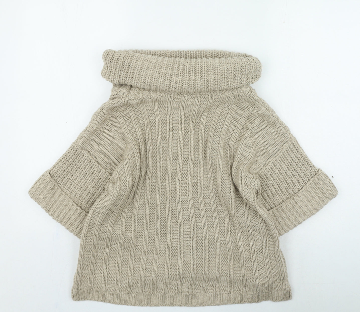 Marks and Spencer Womens Beige Roll Neck Acrylic Pullover Jumper Size 8
