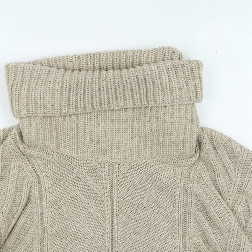 Marks and Spencer Womens Beige Roll Neck Acrylic Pullover Jumper Size 8