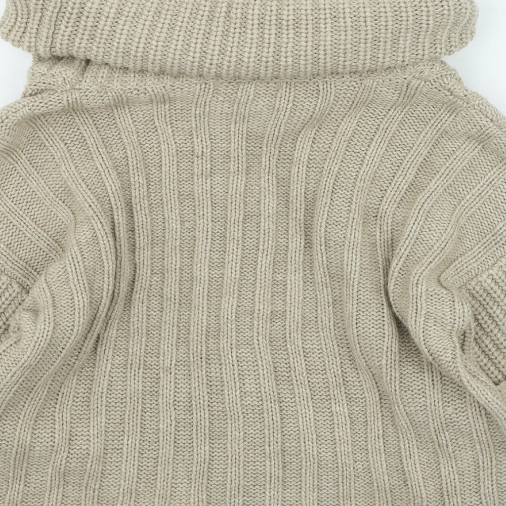Marks and Spencer Womens Beige Roll Neck Acrylic Pullover Jumper Size 8