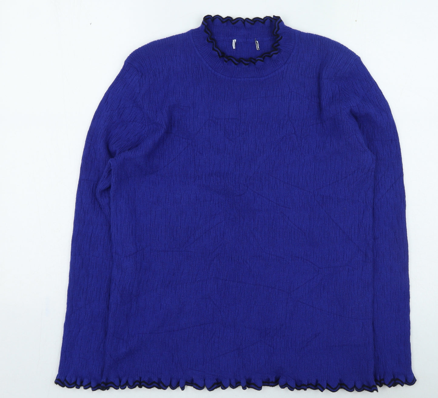 Preworn Womens Blue High Neck Viscose Pullover Jumper Size XL