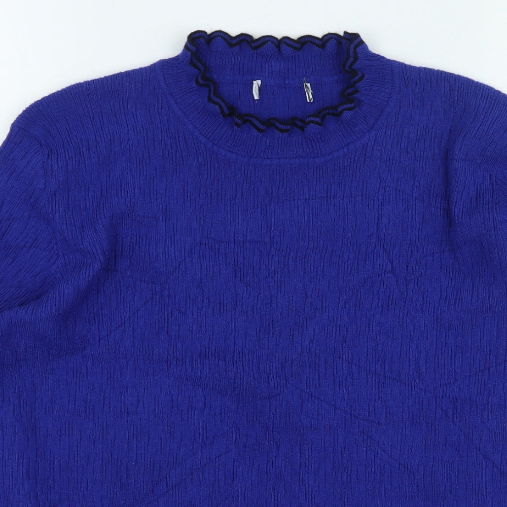 Preworn Womens Blue High Neck Viscose Pullover Jumper Size XL