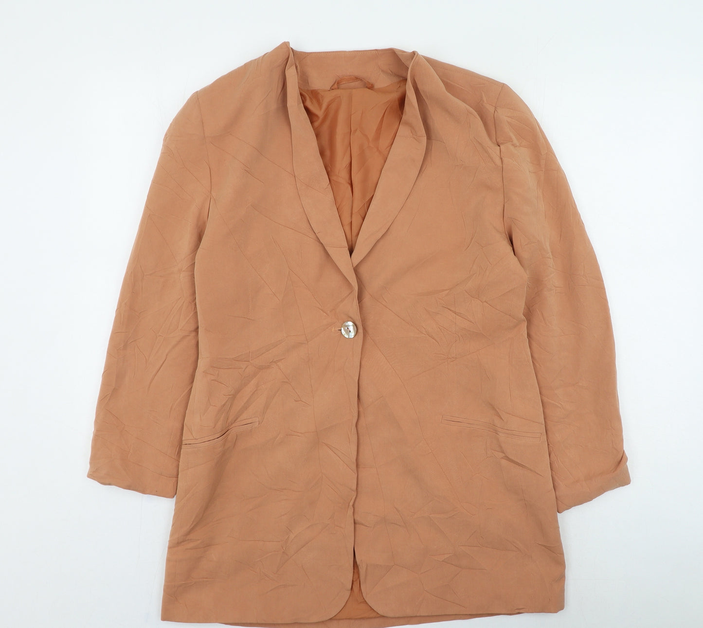 NEXT Womens Orange V-Neck Viscose Cardigan Jumper Size 12