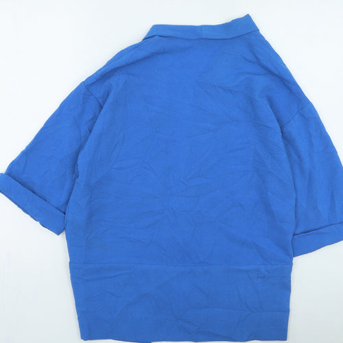 Nightingales Womens Blue Polyester Basic Blouse Size 10 Collared