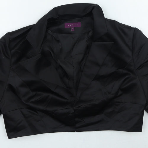 Debenhams Womens Black Collared Polyester Cardigan Jumper Size 12