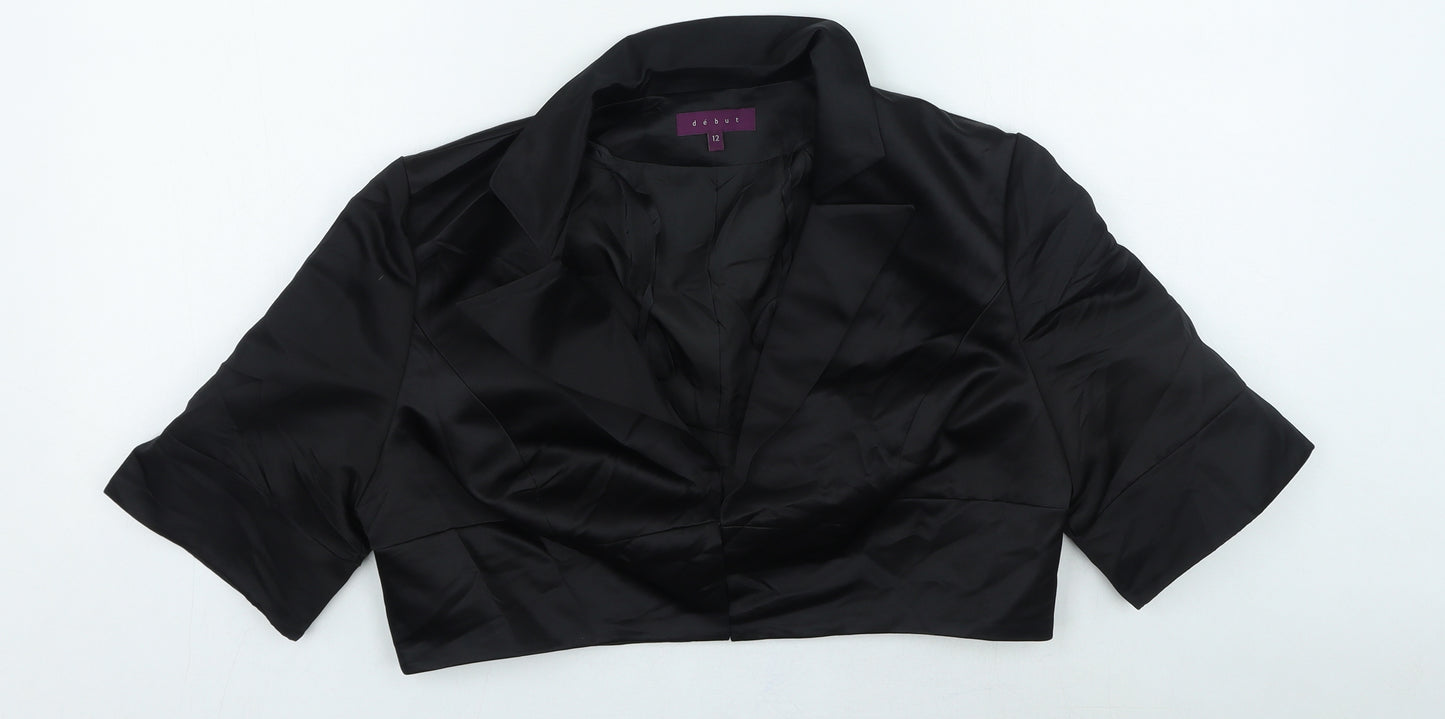Debenhams Womens Black Collared Polyester Cardigan Jumper Size 12