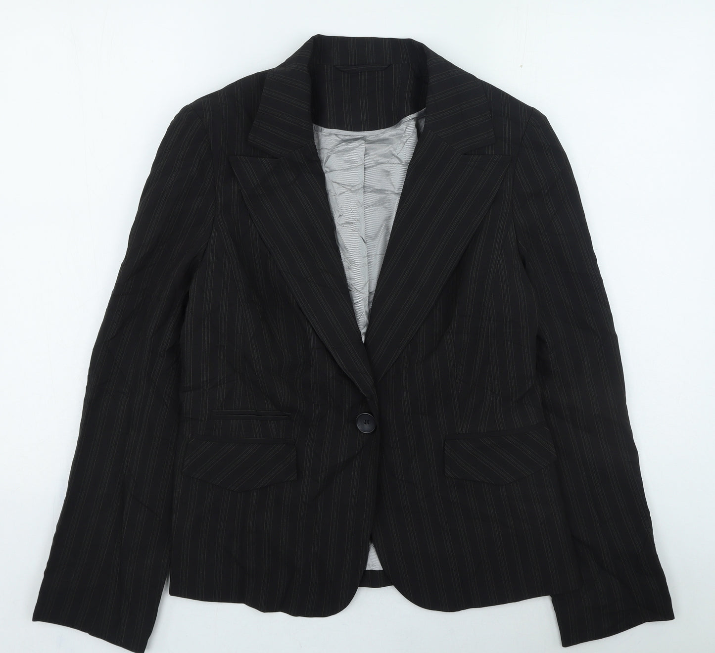 New Look Womens Black Striped Jacket Size 14