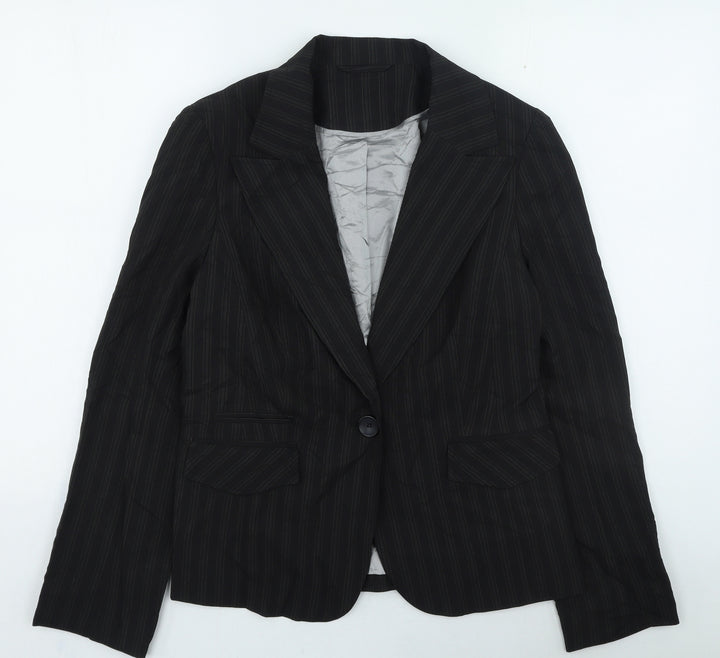 New Look Womens Black Striped Jacket Size 14