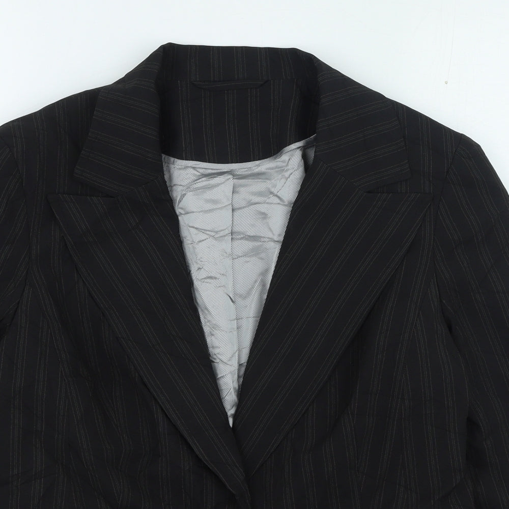 New Look Womens Black Striped Jacket Size 14