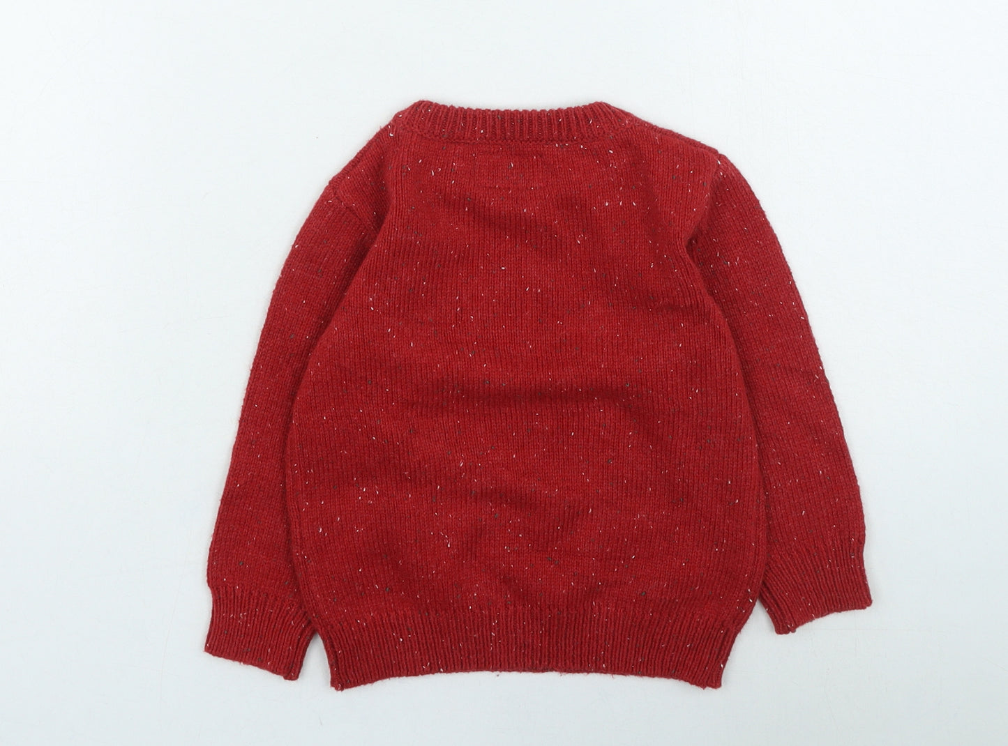 NEXT Boys Red Acrylic Pullover Jumper Size 12-18 Months - cars