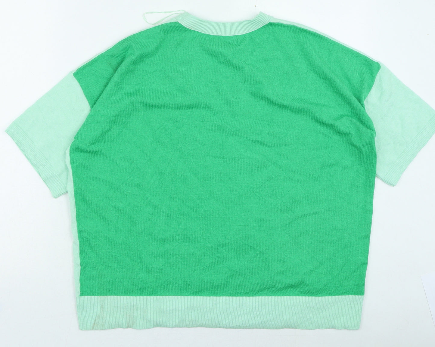 Marks and Spencer Womens Green Viscose Basic T-Shirt Size 14 V-Neck