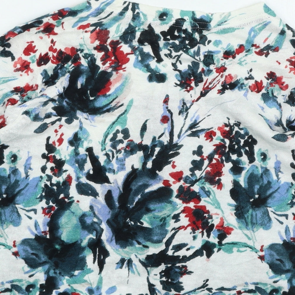 Cynthia Rowley Womens Multicoloured Round Neck Floral Linen Cardigan Jumper Size M