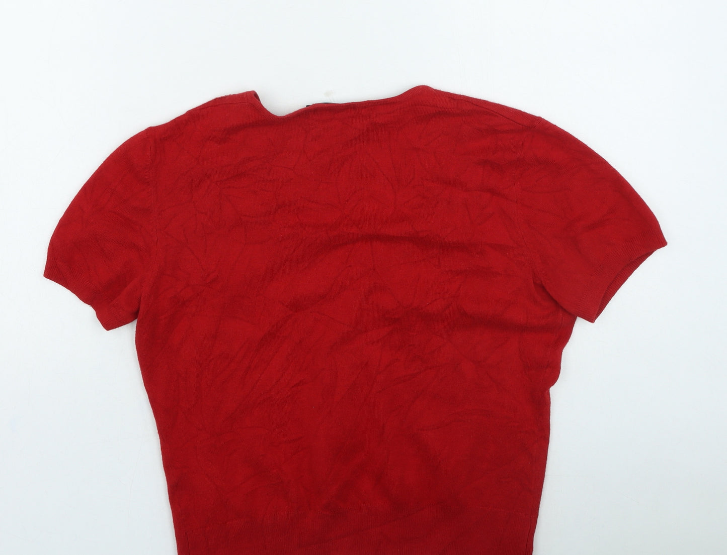 Linea Womens Red V-Neck Geometric Viscose Cardigan Jumper Size M