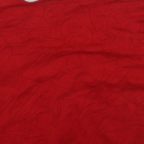 Linea Womens Red V-Neck Geometric Viscose Cardigan Jumper Size M