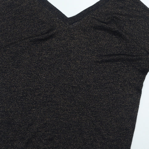 NEXT Womens Gold V-Neck Viscose Pullover Jumper Size 12