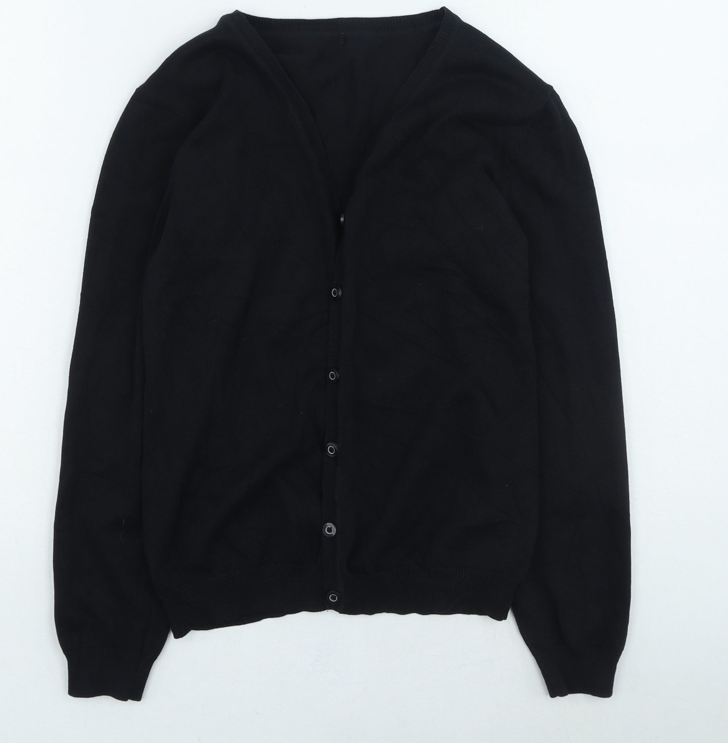 George Girls Black Round Neck Cotton Cardigan Jumper Size 10-11 Years