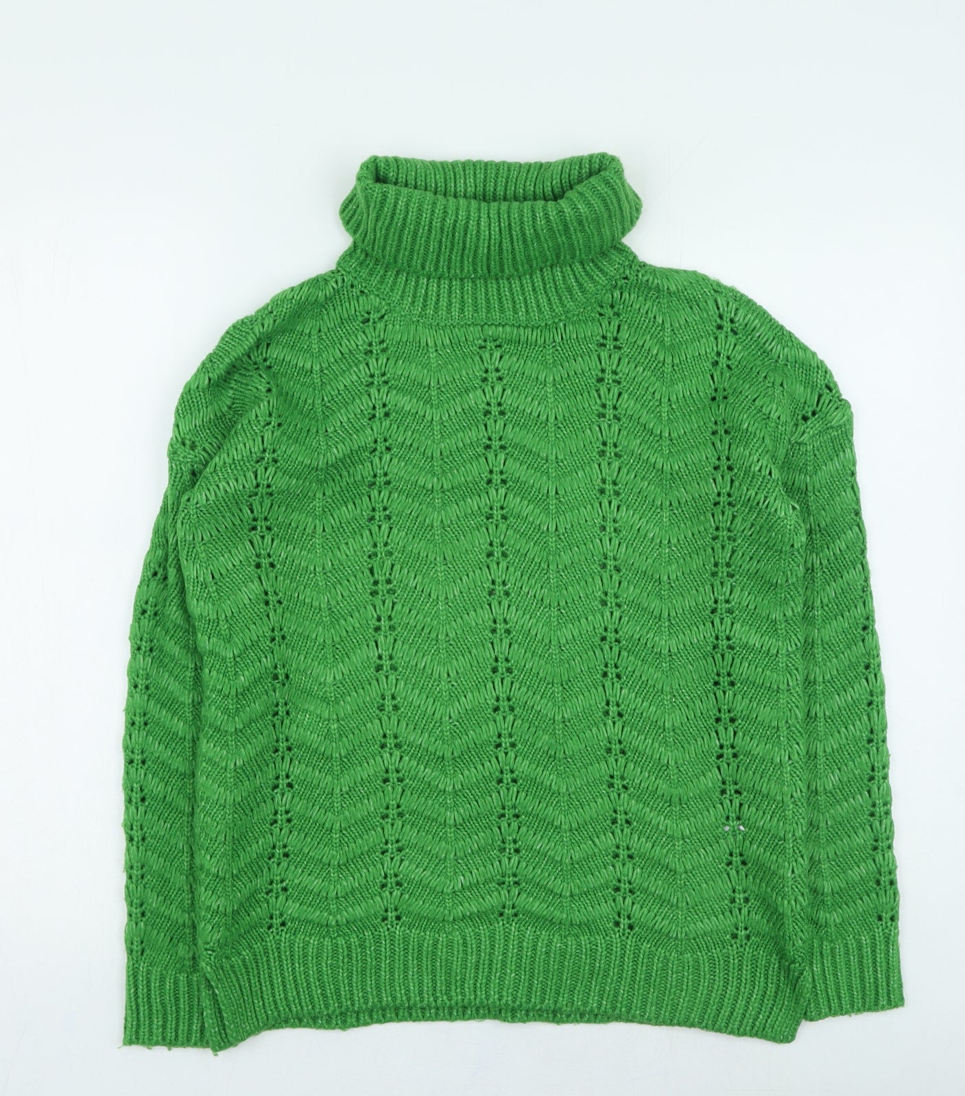 Papaya Womens Green Roll Neck Acrylic Pullover Jumper Size S