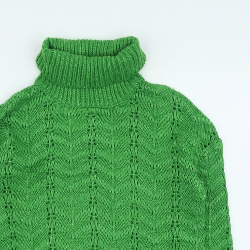 Papaya Womens Green Roll Neck Acrylic Pullover Jumper Size S