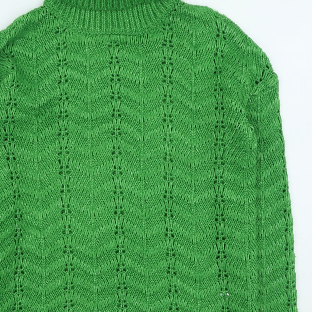 Papaya Womens Green Roll Neck Acrylic Pullover Jumper Size S