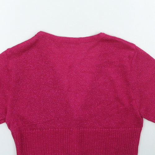 Select Womens Pink V-Neck Acrylic Cardigan Jumper Size 12