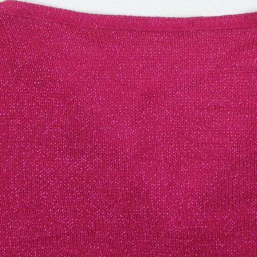 Select Womens Pink V-Neck Acrylic Cardigan Jumper Size 12