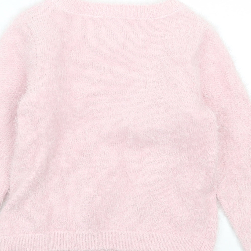 Monsoon Girls Pink Crew Neck Nylon Pullover Jumper Size 5-6 Years Pullover