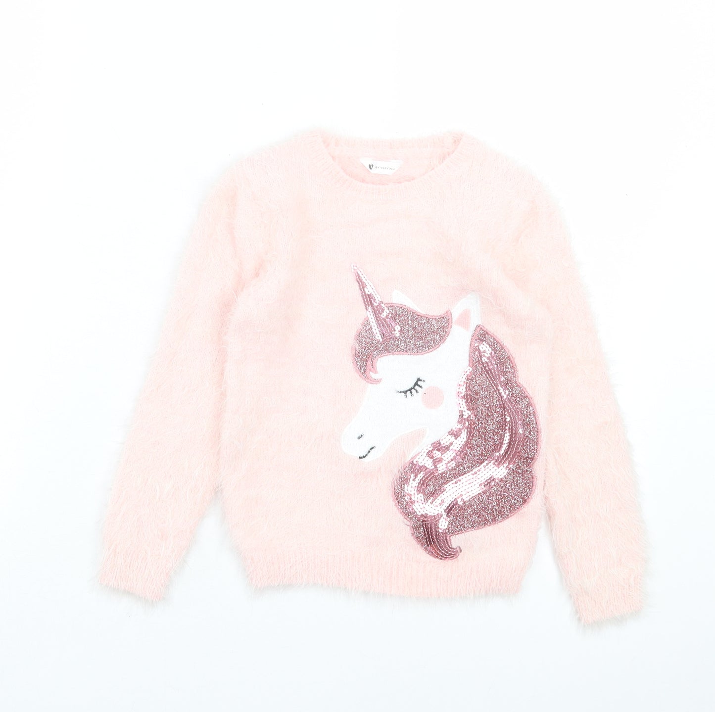 Very Girls Pink Crew Neck Polyamide Pullover Jumper Size 5-6 Years Pullover