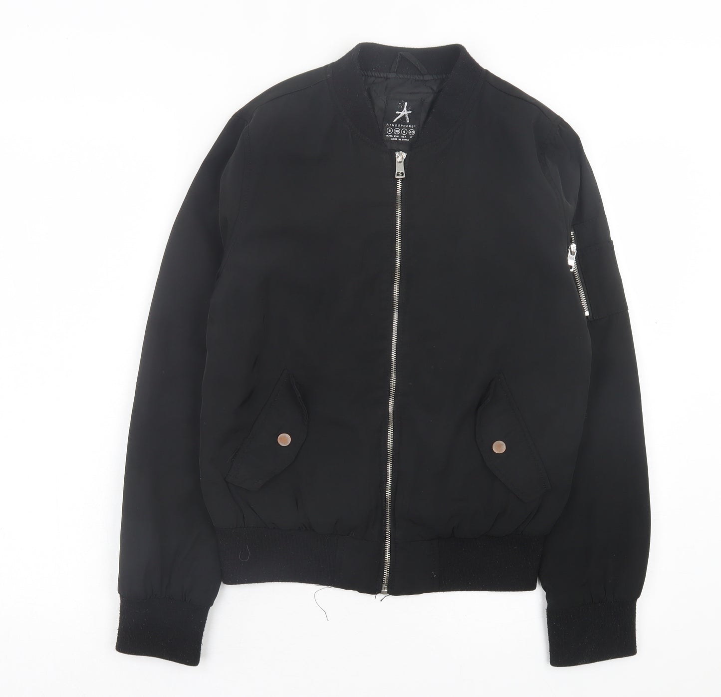 Atmosphere Womens Black Bomber Jacket Jacket Size 8 Zip