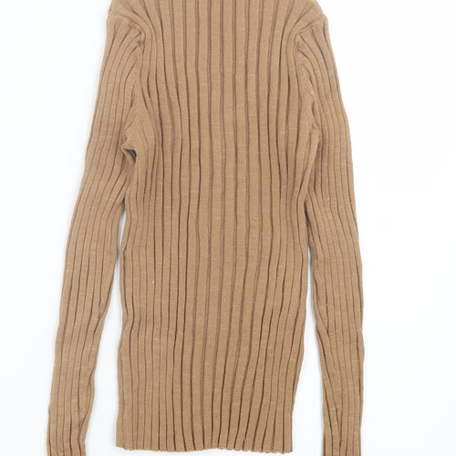 Topshop Womens Brown High Neck Polyester Pullover Jumper Size L
