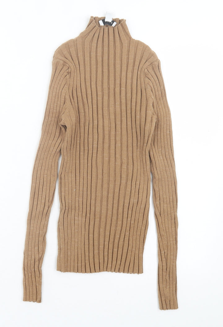 Topshop Womens Brown High Neck Polyester Pullover Jumper Size L