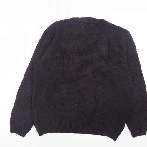 Topman Mens Purple Crew Neck Acrylic Pullover Jumper Size L