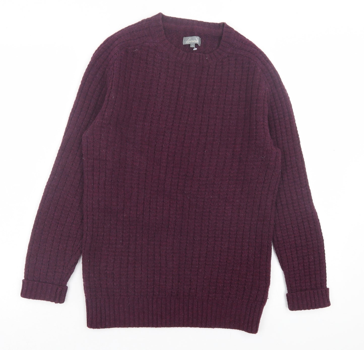 Linea Womens Purple Crew Neck Wool Pullover Jumper Size S