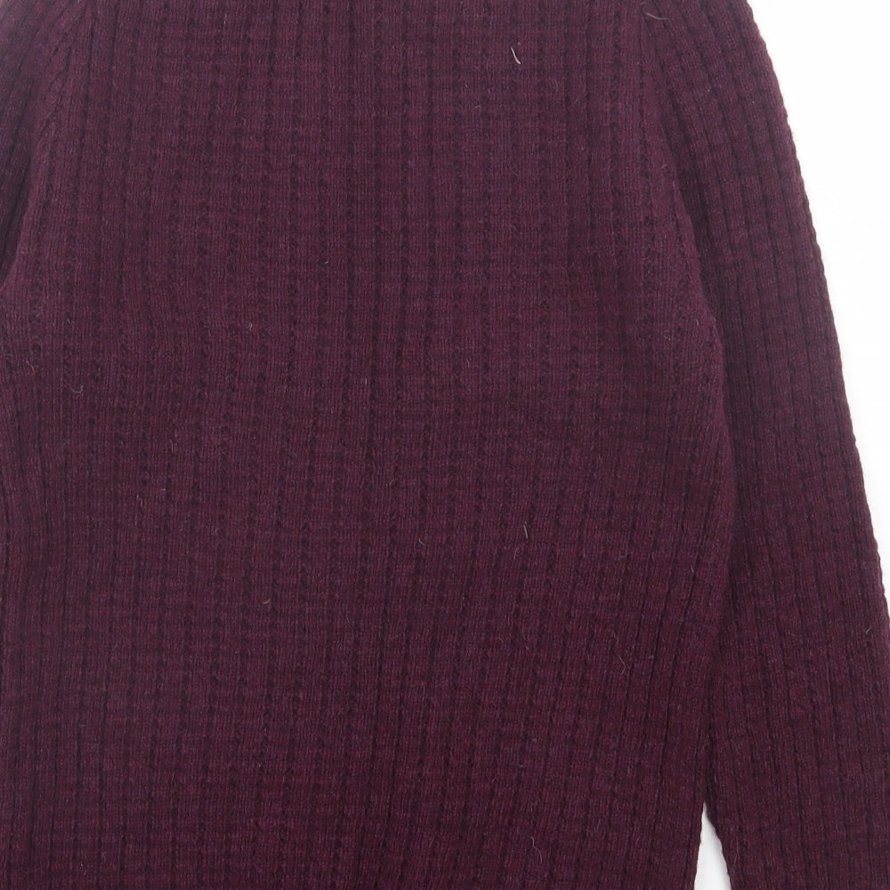 Linea Womens Purple Crew Neck Wool Pullover Jumper Size S