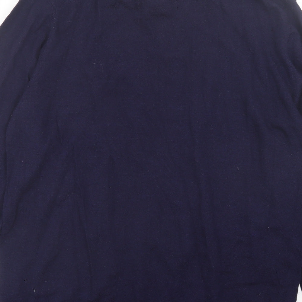 Linea Mens Blue Wool Polo Size L Collared Button