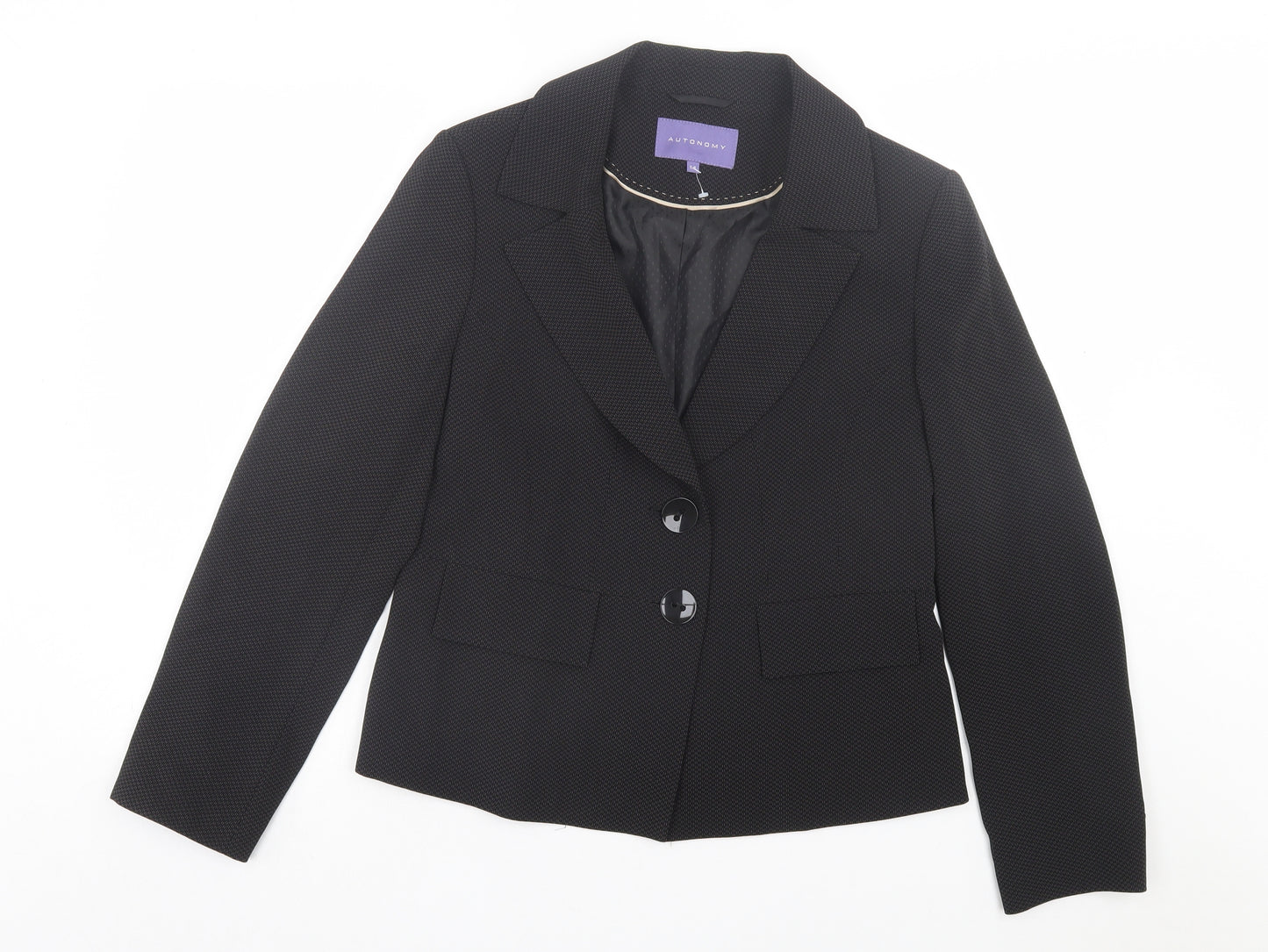 Autonomy Womens Black Jacket Blazer Size 14 Button